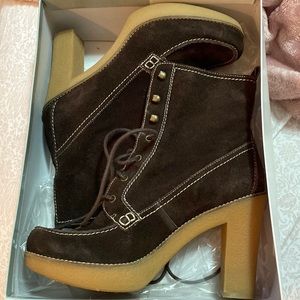 Marc Fisher, Brown Suede Heeled Boots, Size 10